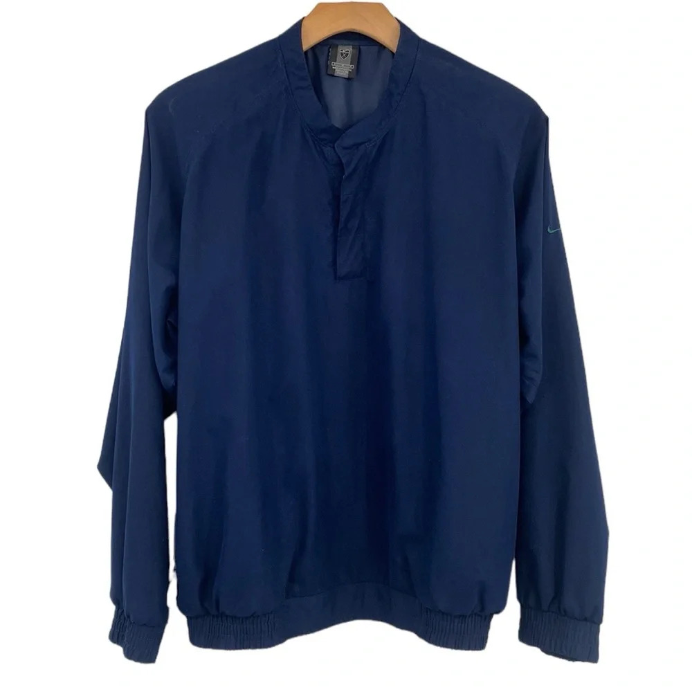 Nike Golf Windbreaker‎ Jacket Men's Size Medium Blue Long Sleeve Snap Pullover